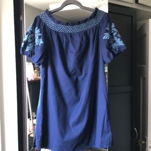 Blue off shoulder dress by beachlunchlounge